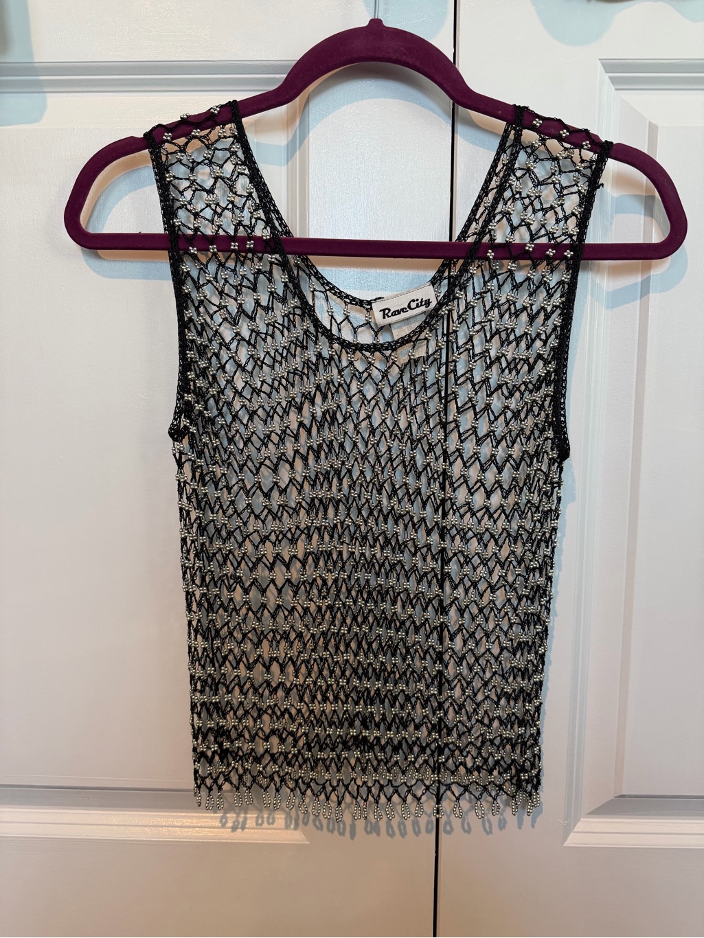 Rave City Y2k Vintage Women’s Mesh Beaded Tank One Size